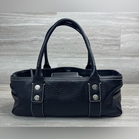 Y2K MICHAEL Michael Kors Greenwich Black Pebbled Leather Vintage Barrel Bag - Picture 13 of 13